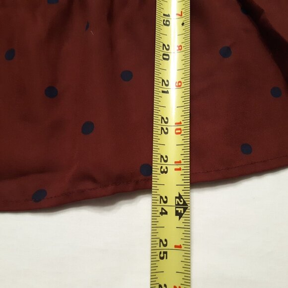 Old Navy Top Womens Small Red Polka Dot Long Sleeve Boho Ruffle Burgundy Blouse - Picture 5 of 14